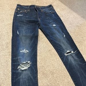 American eagle men’s skinny blue ripped jeans